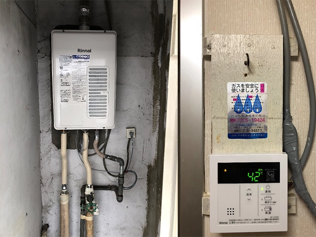 大阪府高槻市にて屋内式給湯器取替え リンナイ16号給湯専用RUX-V1615SWFA(B)-E